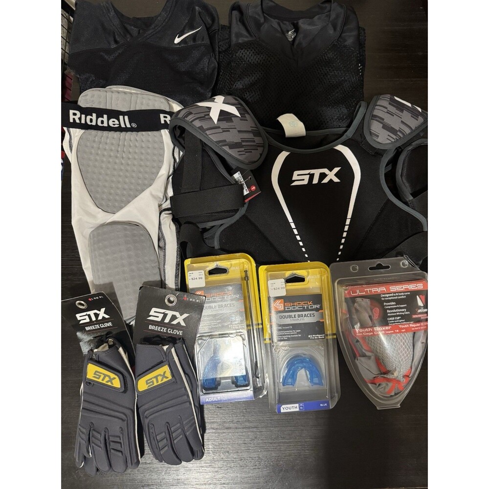 Youth Football Starter Protective Gear Small/Large Black & White Bundle  NWT